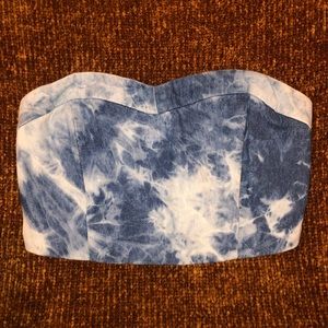 Denim Tie-Dye Tube Top Tank Top